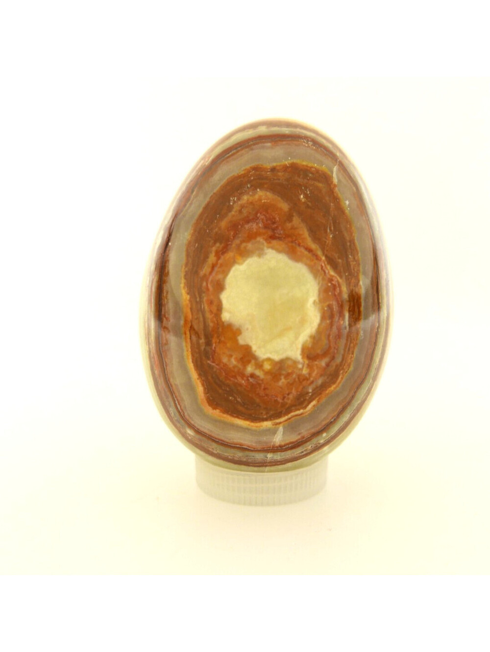 Vintage Banded Onyx Egg Polished Stone Marble Paperweight Green Brown Stripe